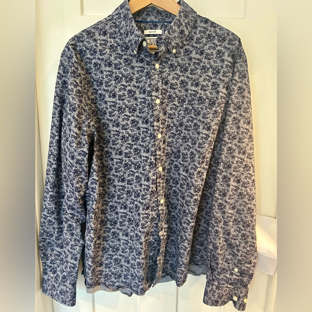 Jos. A. Bank Blue Floral Button-Down Shirt